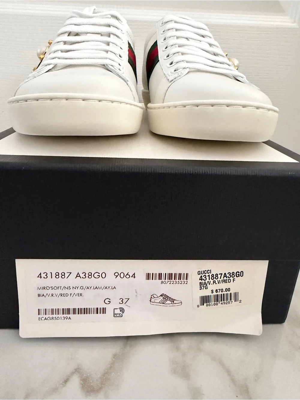 Gucci Ace Studded Pearl Sneakers - Picture 6 of 7